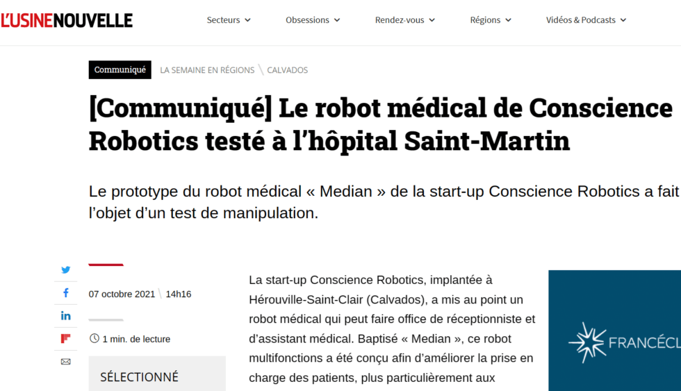 Le robot médical de Conscience Robotics à l’hôpital Saint-Martin